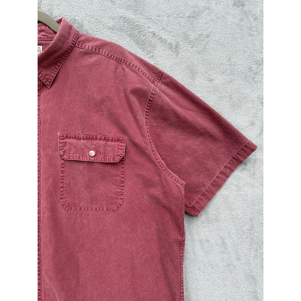 Vintage LL Bean Short Sleeve Button Down Shirt XL Faded Red Cotton Twill Chore - Picture 3 of 7